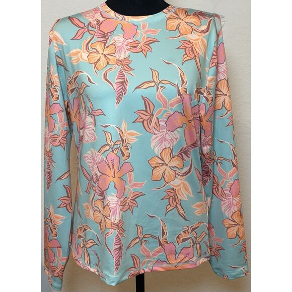 Roxy Women's Rash Guard Multicolor Floral Pattern UPF 50+ Size Large - Picture 1 of 4